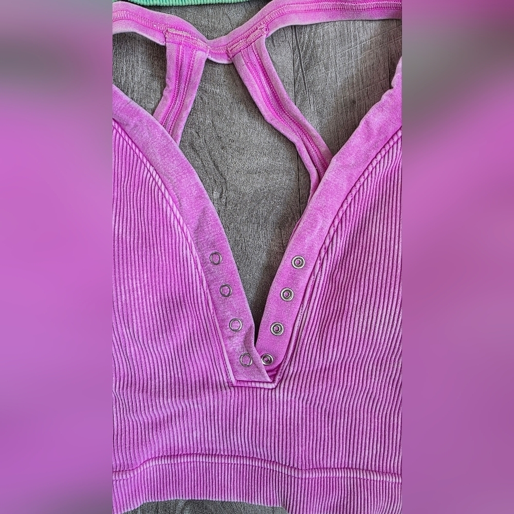 Kali Rose Green and Pink Ribbed Bras - Picture 2 of 6
